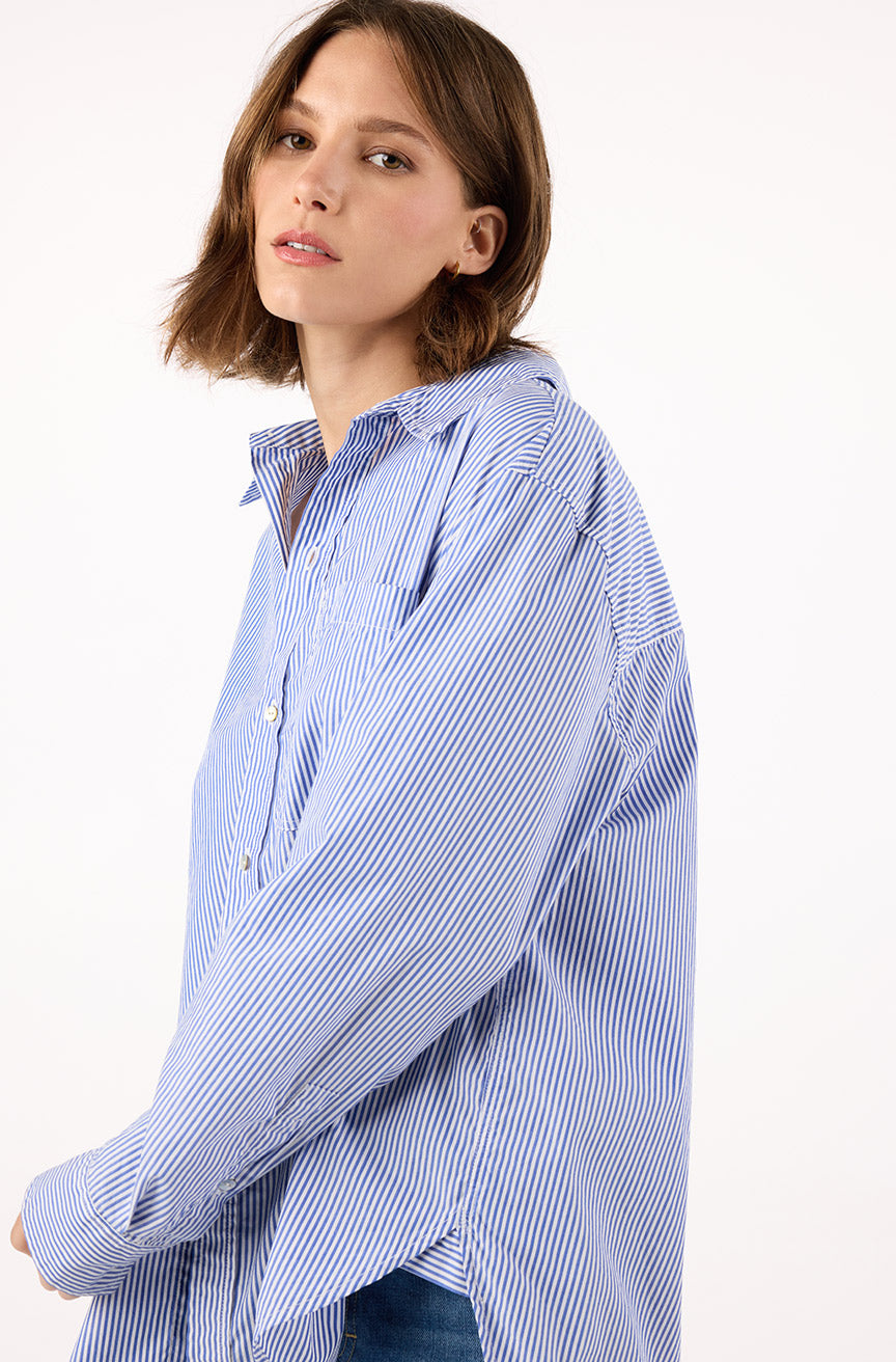 AMO Denim | Ruth Oversized Shirt in Blue Multi Stripe