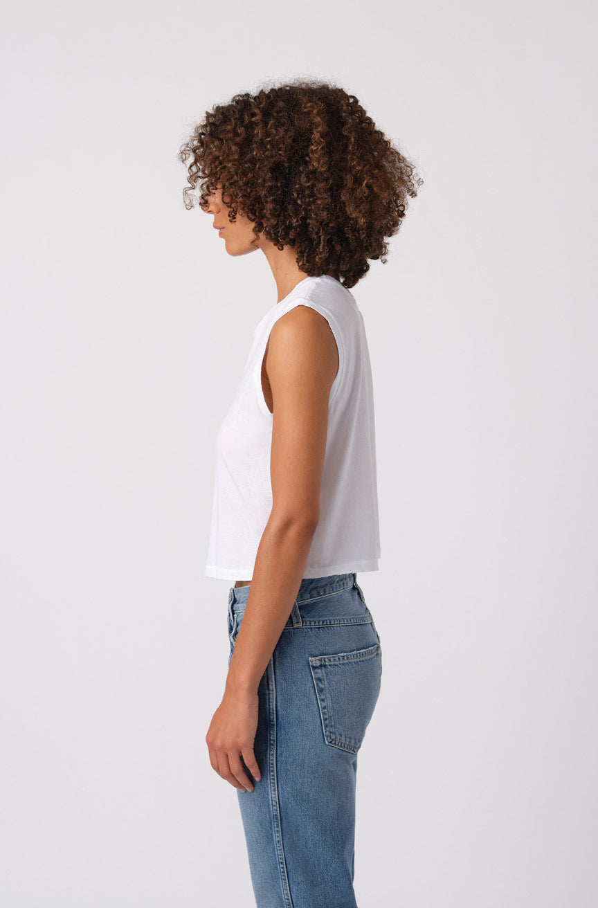 AMO Sleeveless Babe Tee in White