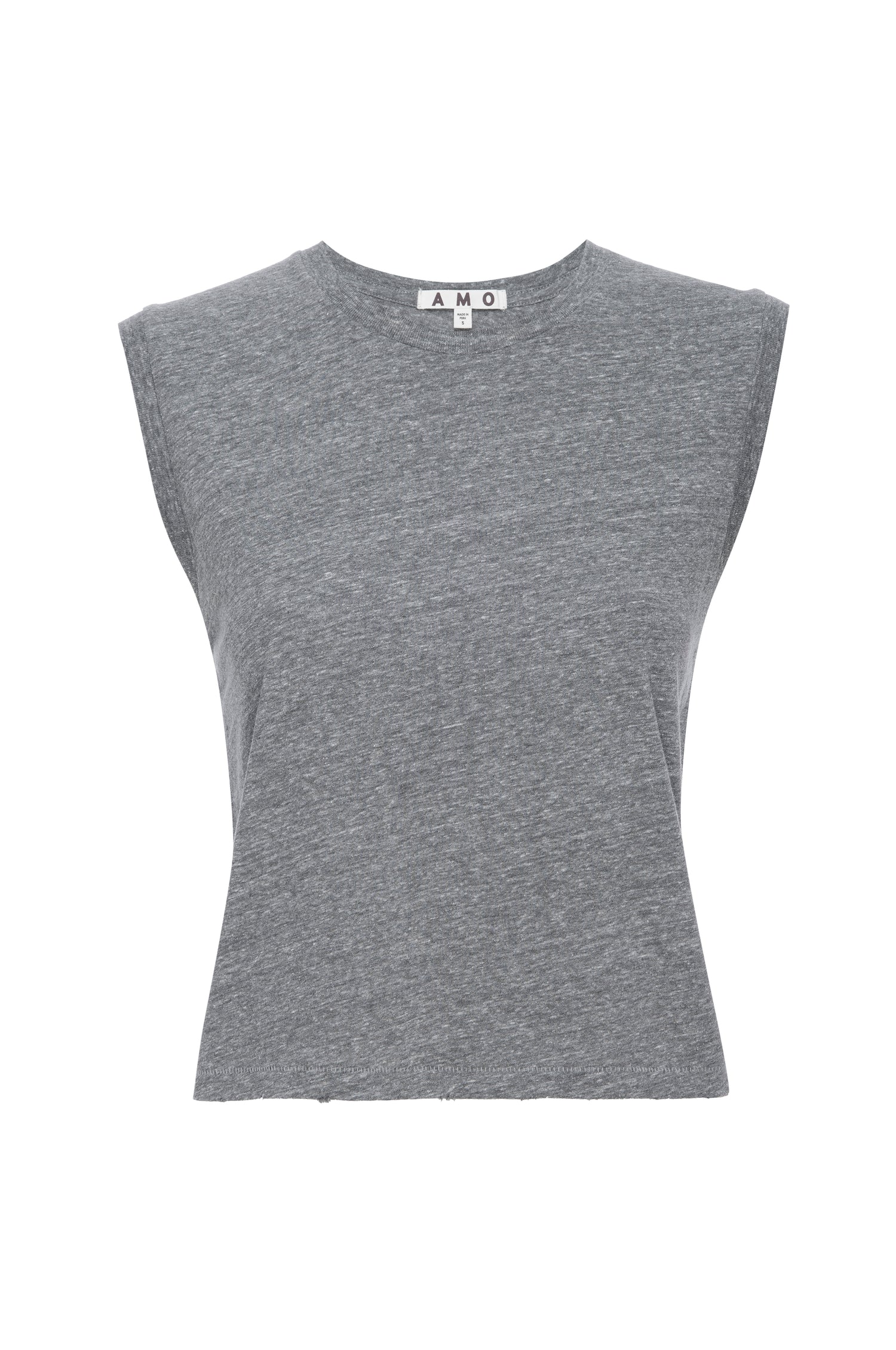 AMO Denim Sleeveless Babe Tee in Heather Grey