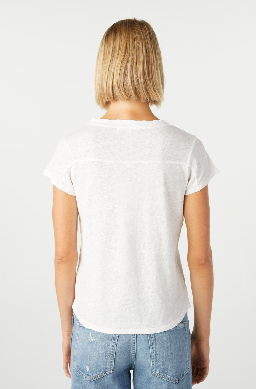 AMO Denim Sweetness V Neck in White