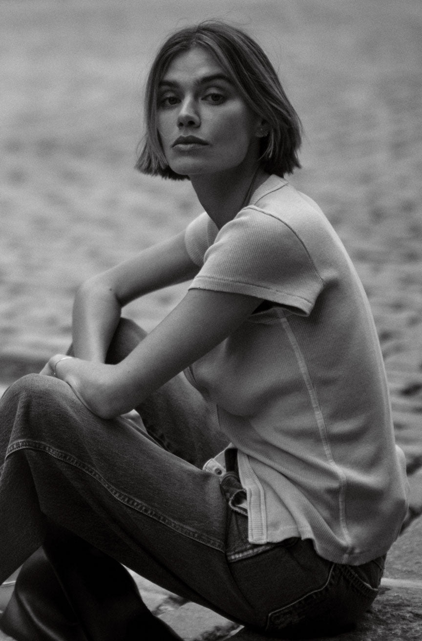 AMO Denim | Amour Rib Tee in Camel