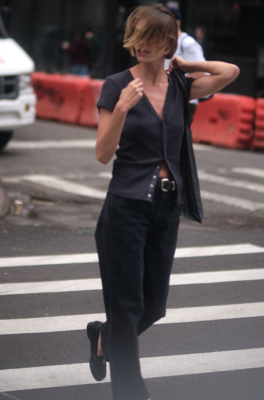 AMO Denim | Amour Rib Tee in Vintage Black