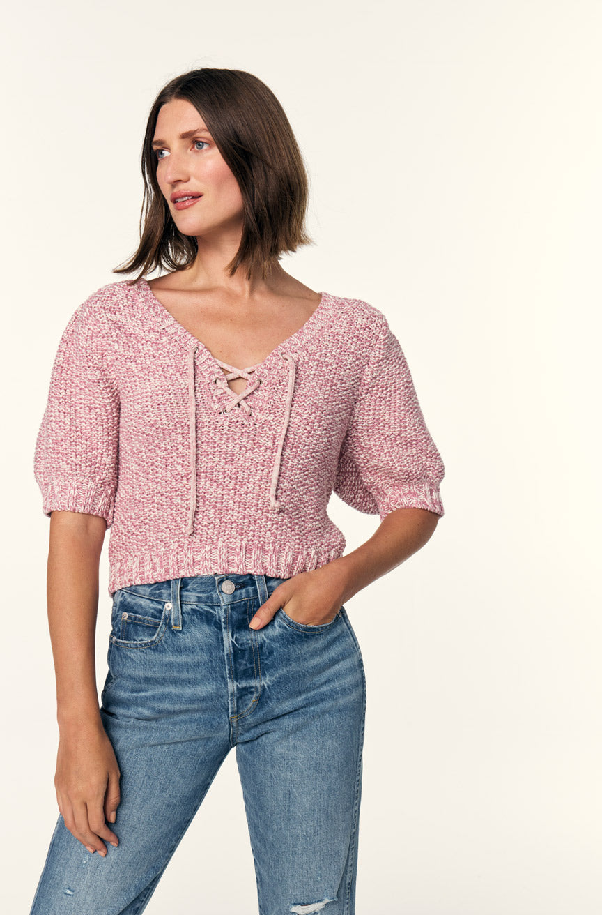 AMO Denim Aviva Sweater in Natural/Pink