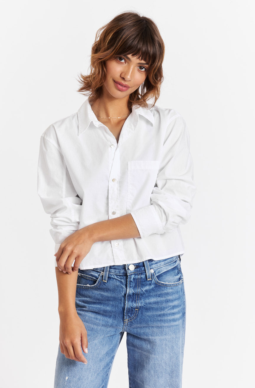 AMO Denim Ruth Crop Shirt in White