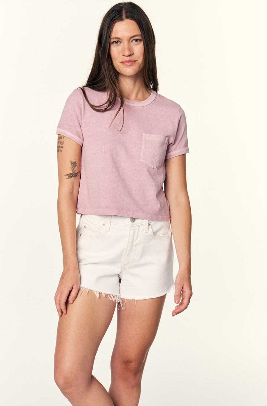 AMO Denim Pocket Tee in Vintage Pink