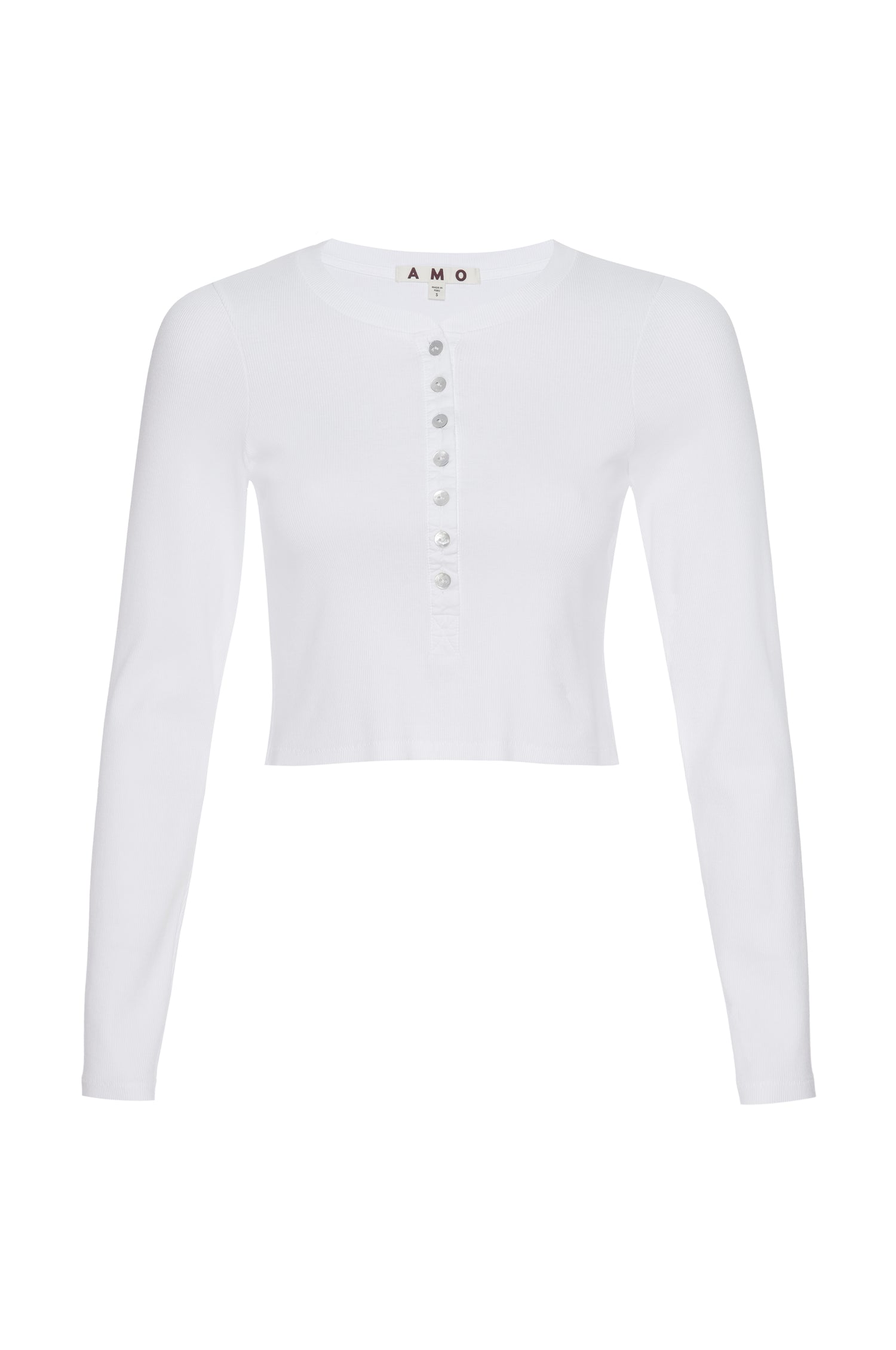 AMO Denim | Sassy Rib Henley in White