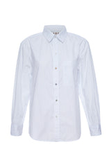 AMO Denim Ruth Oversized Shirt in White Stripe