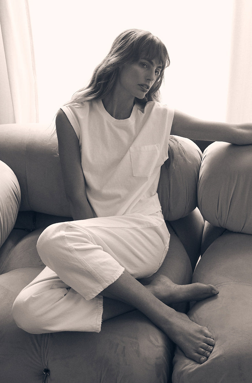 AMO Denim Sunny Tee in White