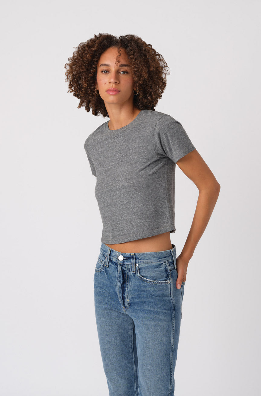 AMO Denim Babe Tee in Heather Grey