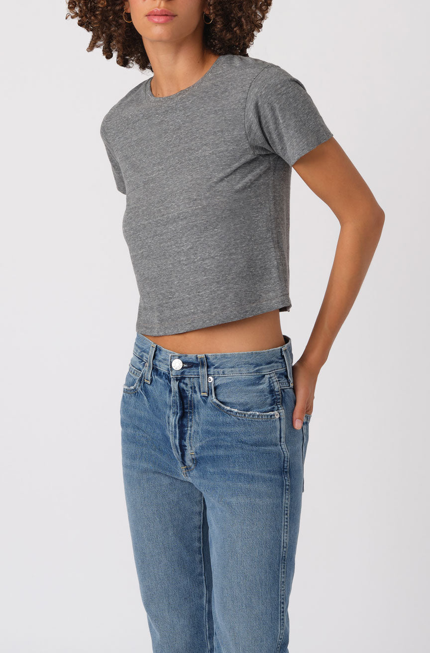 AMO Denim Babe Tee in Heather Grey