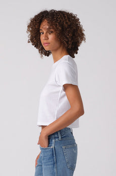 AMO Denim Babe Tee in White – A M O