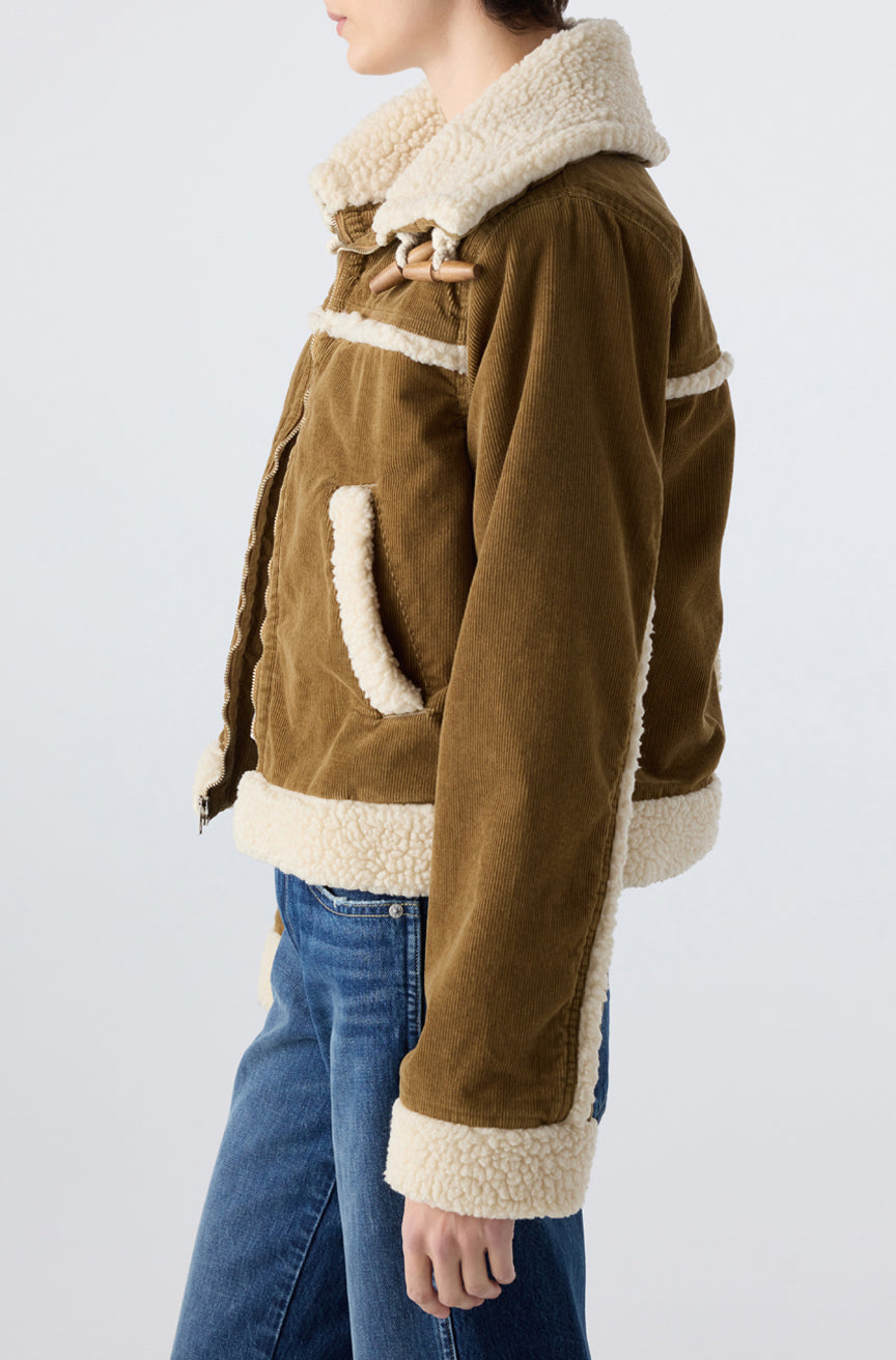 AMO Denim | Betty Cord Shearling Jacket in Cumin