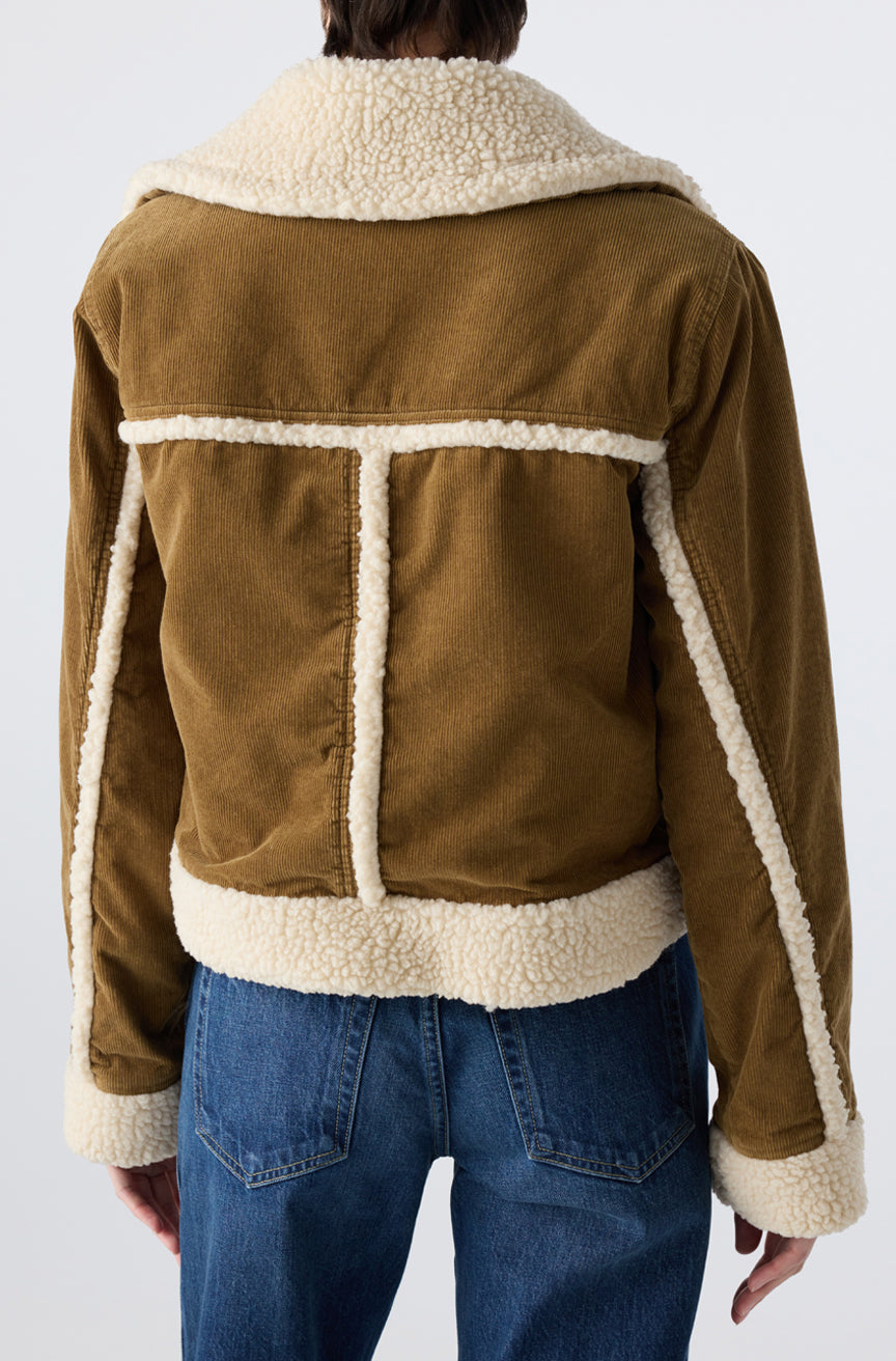 AMO Denim | Betty Cord Shearling Jacket in Cumin