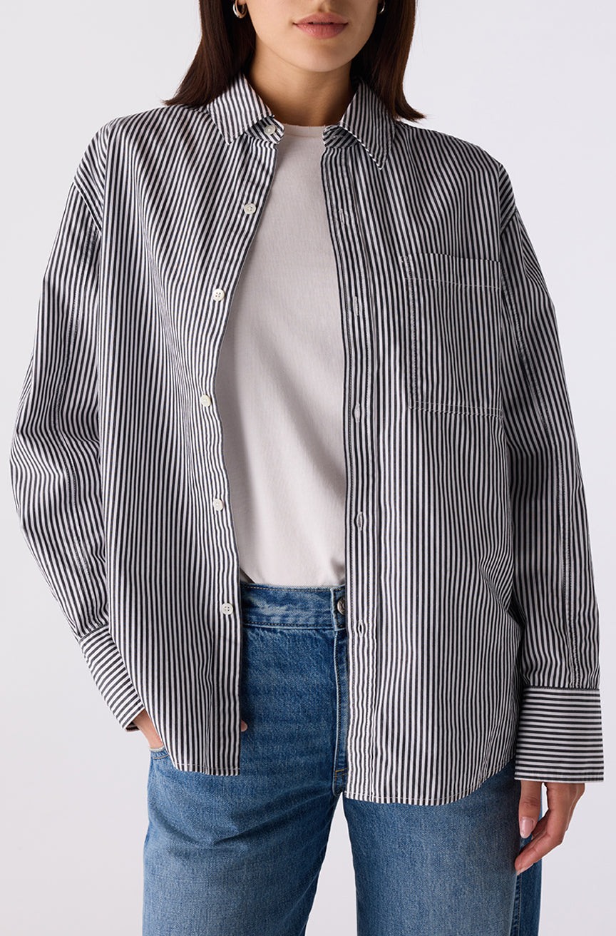 AMO Denim | Ruth Oversized Shirt in Black/Eggshell