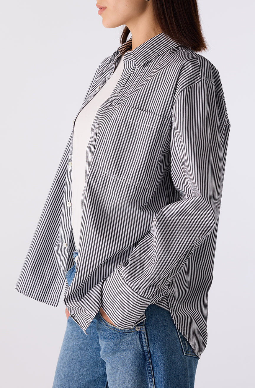 AMO Denim | Ruth Oversized Shirt in Black/Eggshell