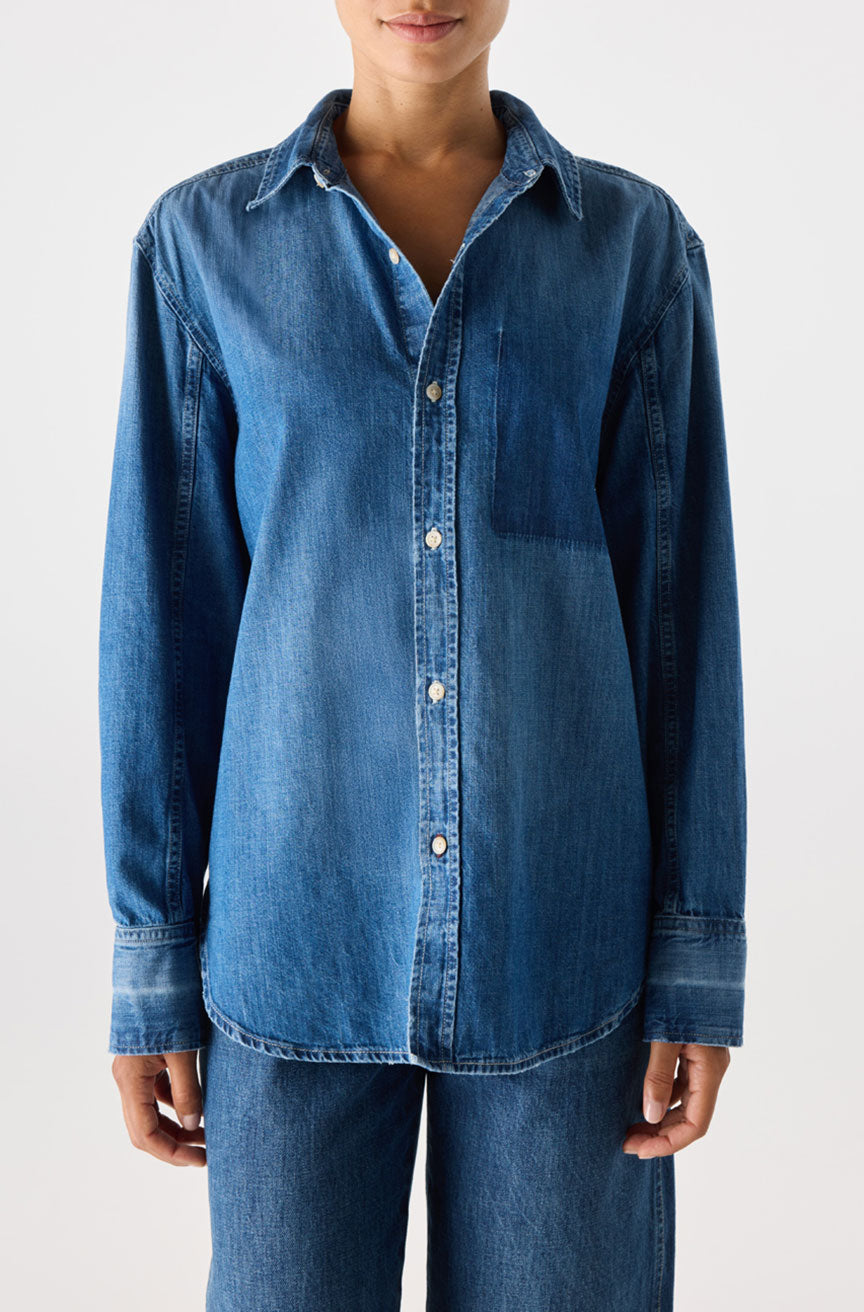 AMO Denim | Denim Ruth Oversized Shirt in Glisten