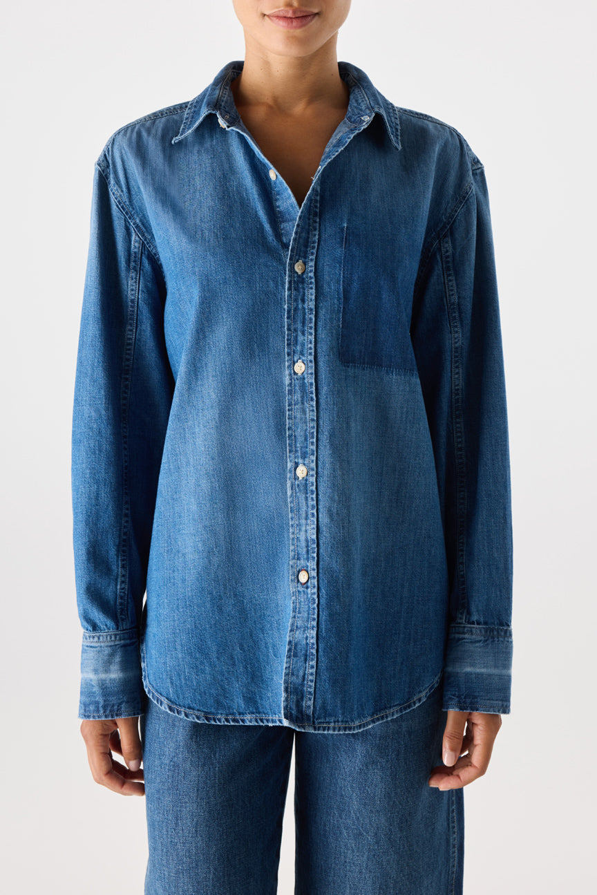 AMO Denim | Denim Ruth Oversized Shirt in Glisten