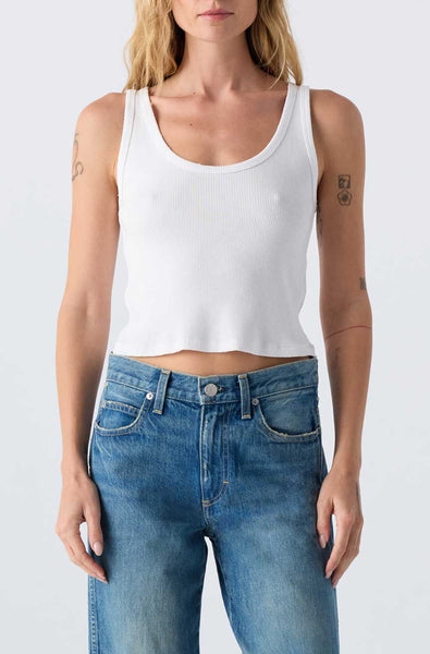 AMO Denim | Crop Rib Tank in White