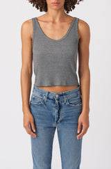 AMO Denim Crop Rib Tank in Heather Grey