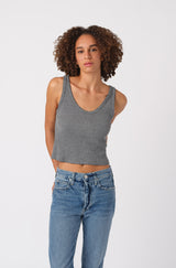 AMO Denim Crop Rib Tank in Heather Grey
