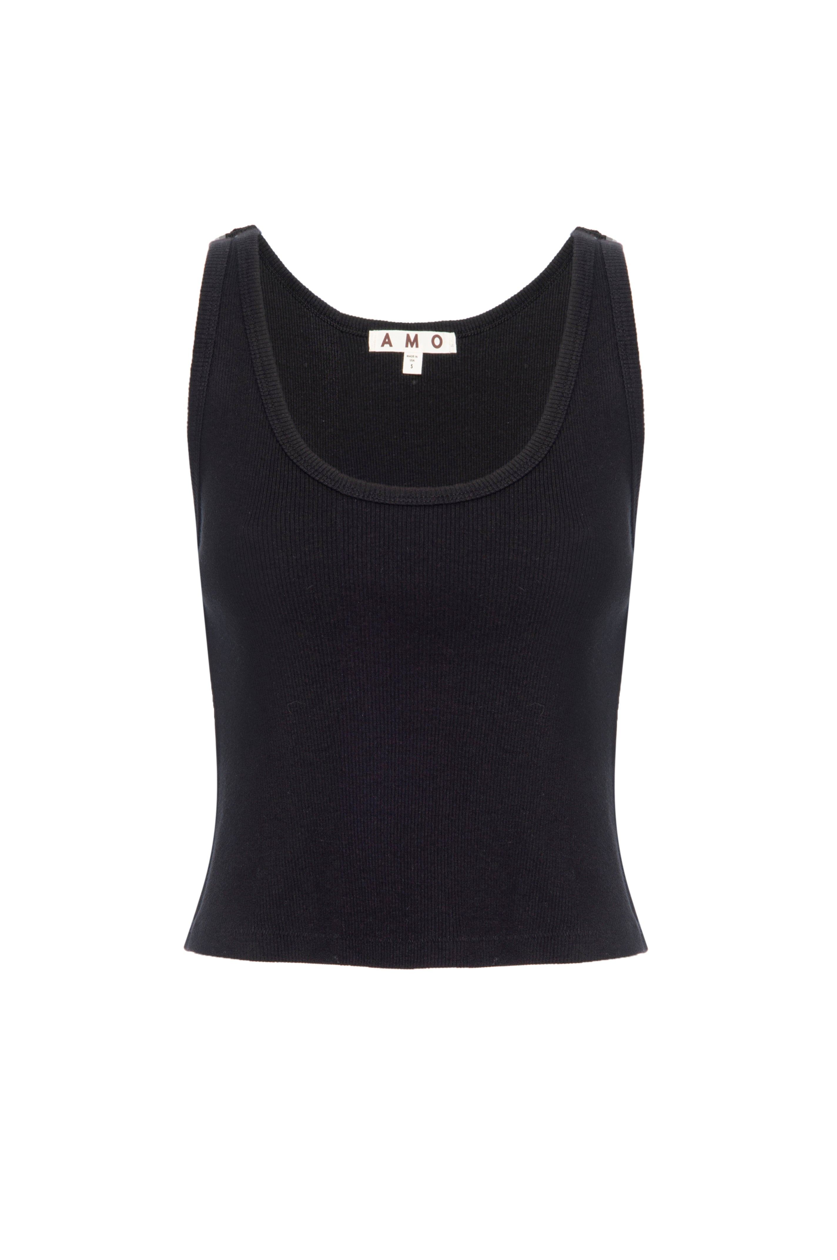 Crop Rib Tank  Black