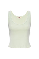 AMO Denim Crop Rib Tank in Kiwi