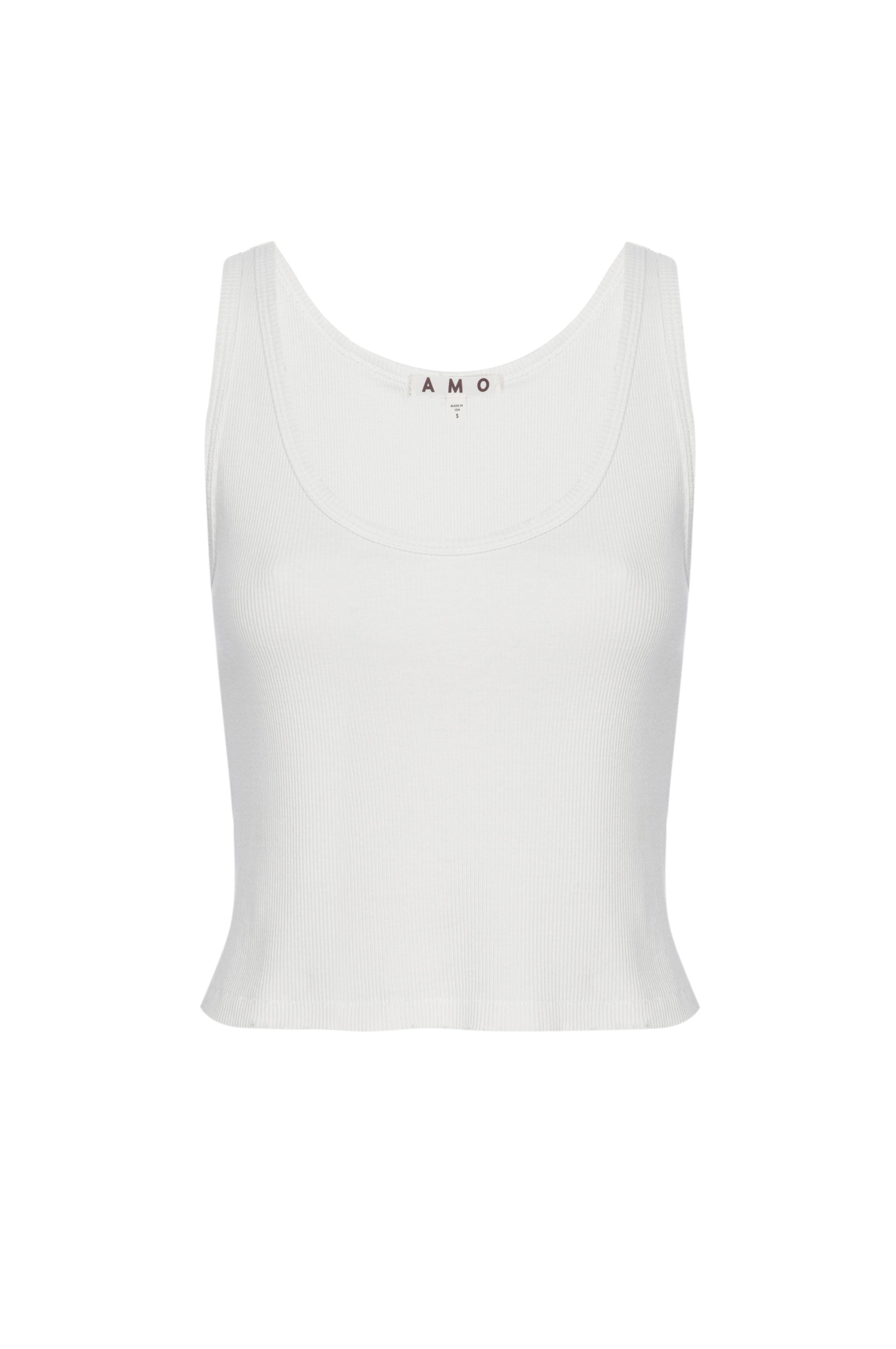 Crop Rib Tank  White