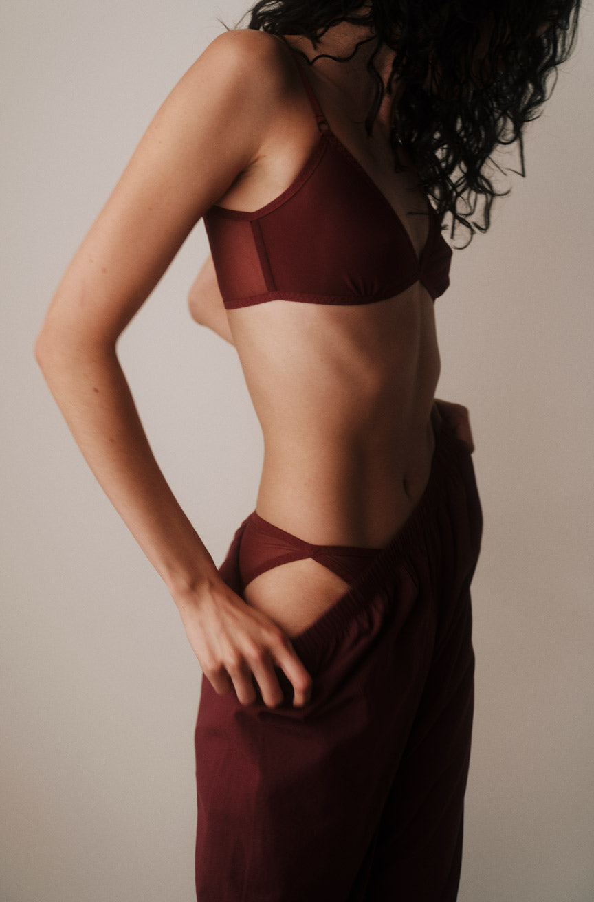 AMO Denim x KYE | Daily Triangle Bra and Mies Brief in Burgundy