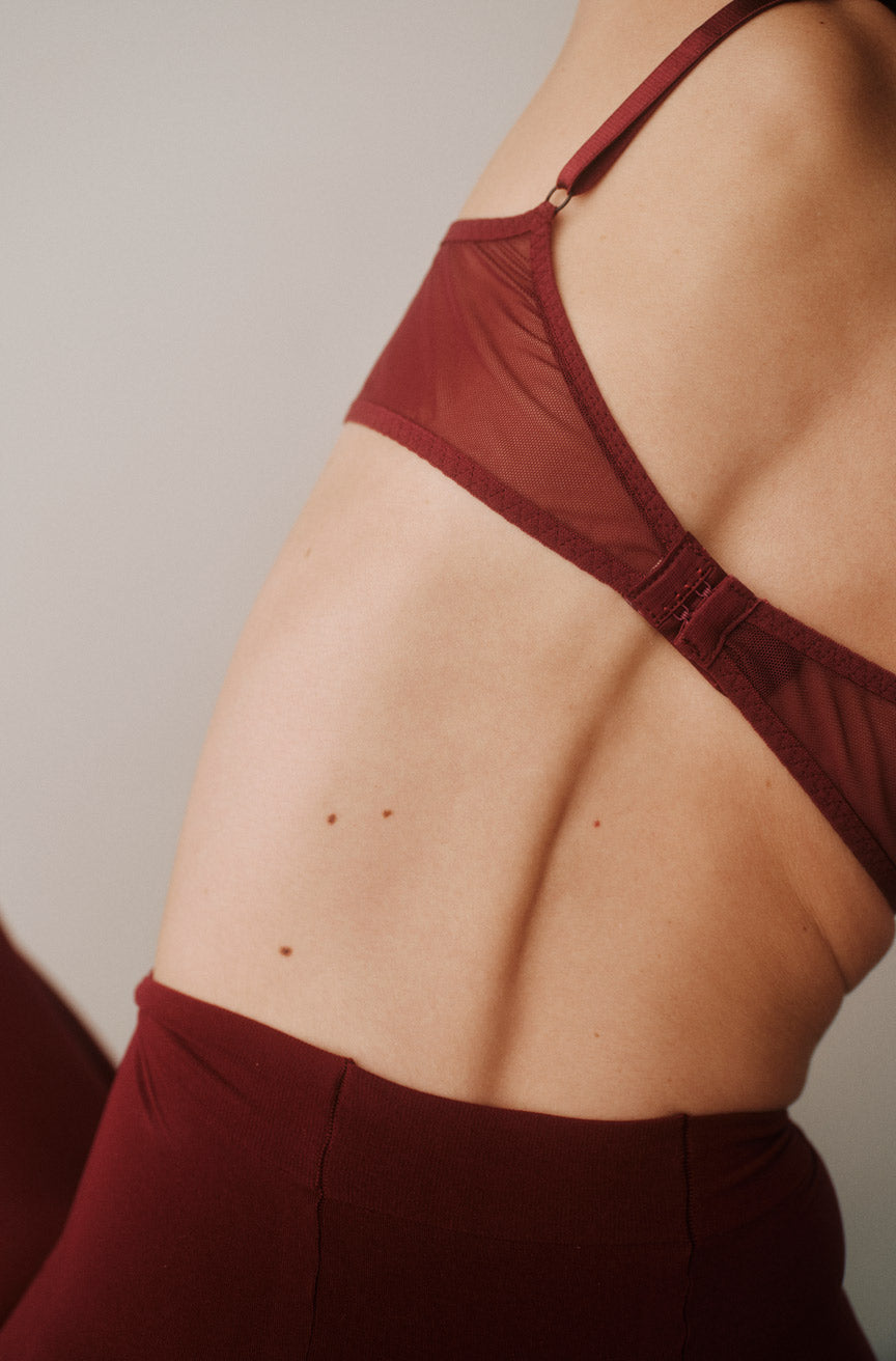 AMO Denim x KYE | Daily Triangle Bra and Mies Brief in Burgundy