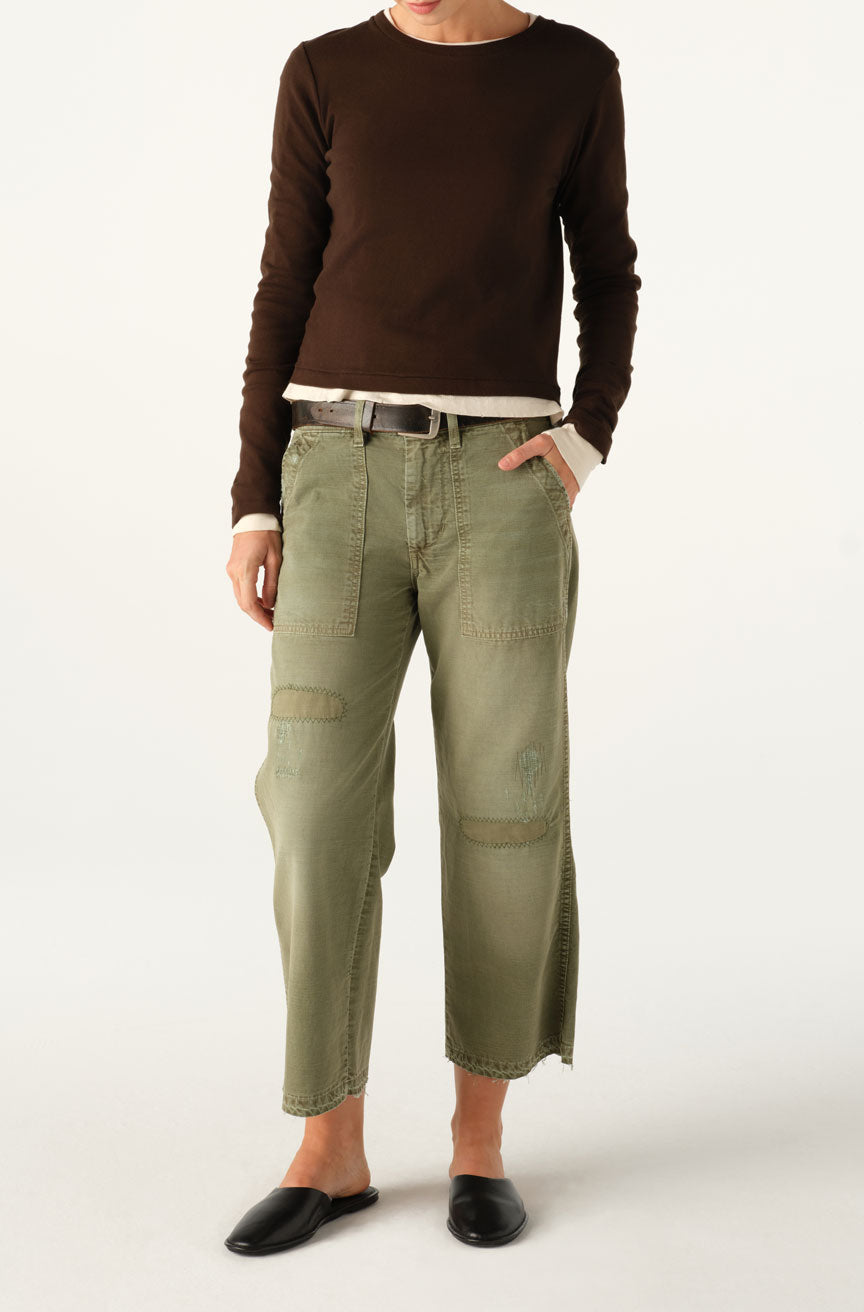 AMO Denim | Easy Army Slouch Crop in Surplus Mended