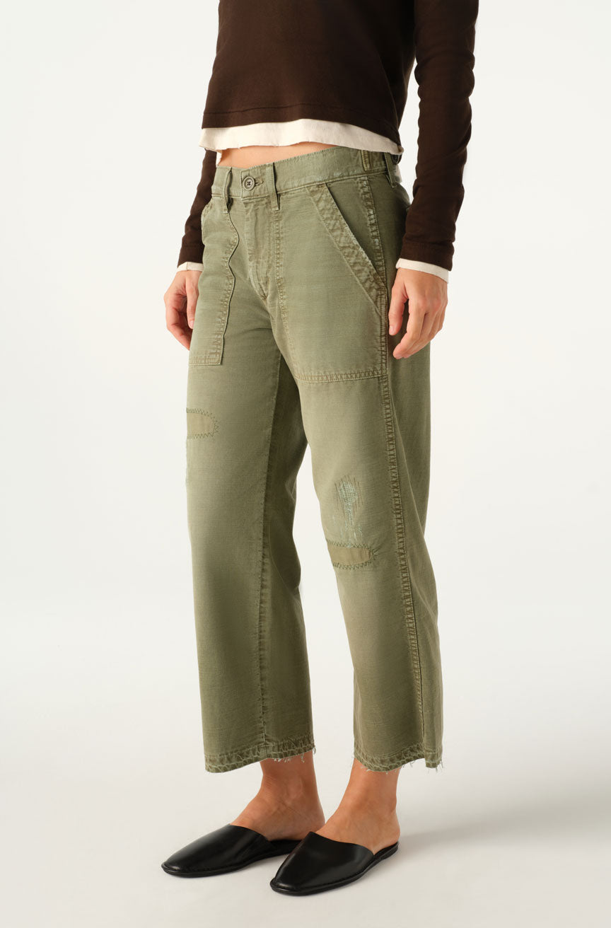 AMO Denim | Easy Army Slouch Crop in Surplus Mended