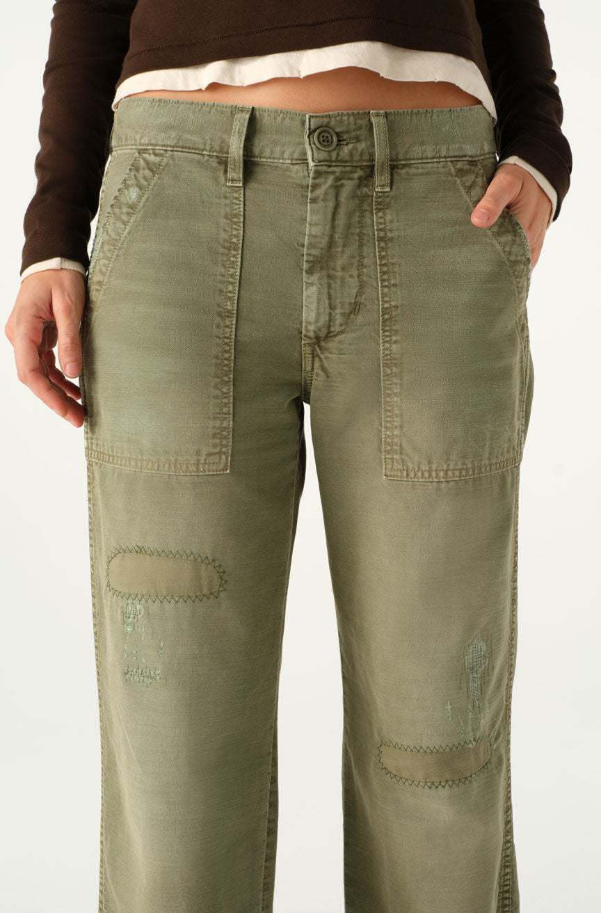 AMO Denim | Easy Army Slouch Crop in Surplus Mended