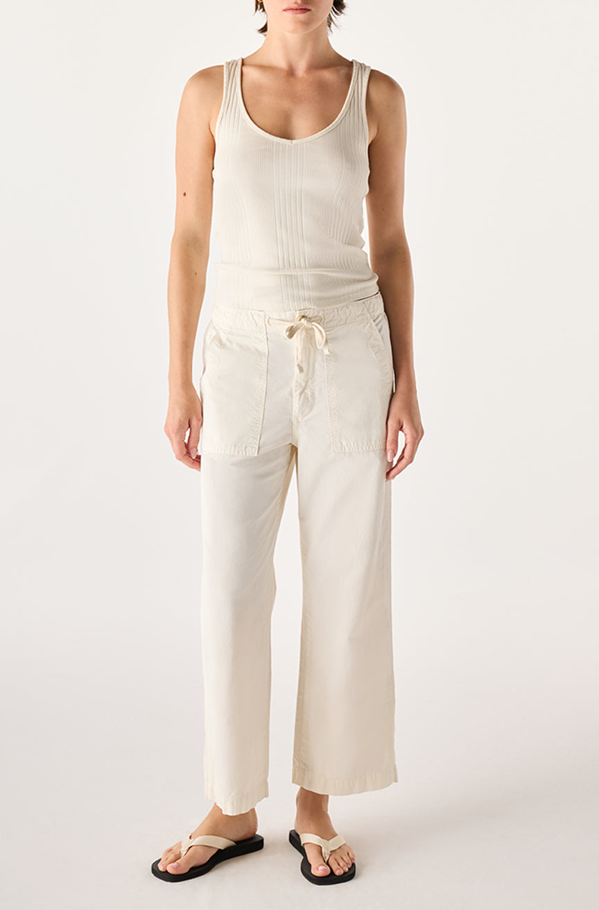 AMO Denim | Easy Drawstring Slouch Crop in Bone