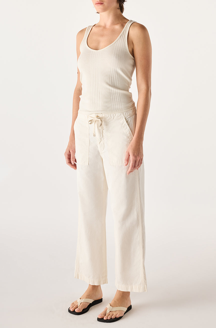 AMO Denim | Easy Drawstring Slouch Crop in Bone