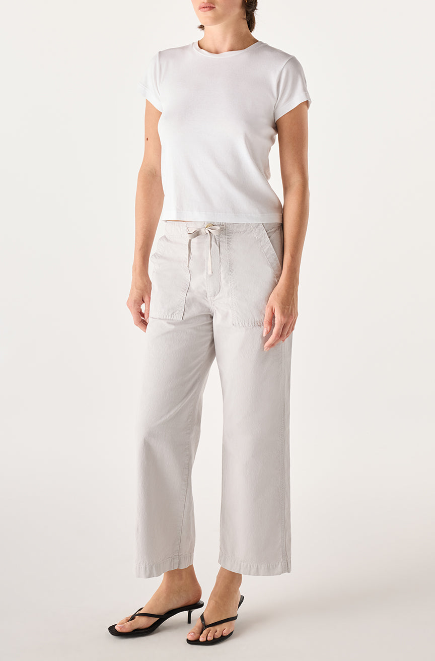 AMO Denim | Easy Drawstring Slouch Crop in Grey Quartz