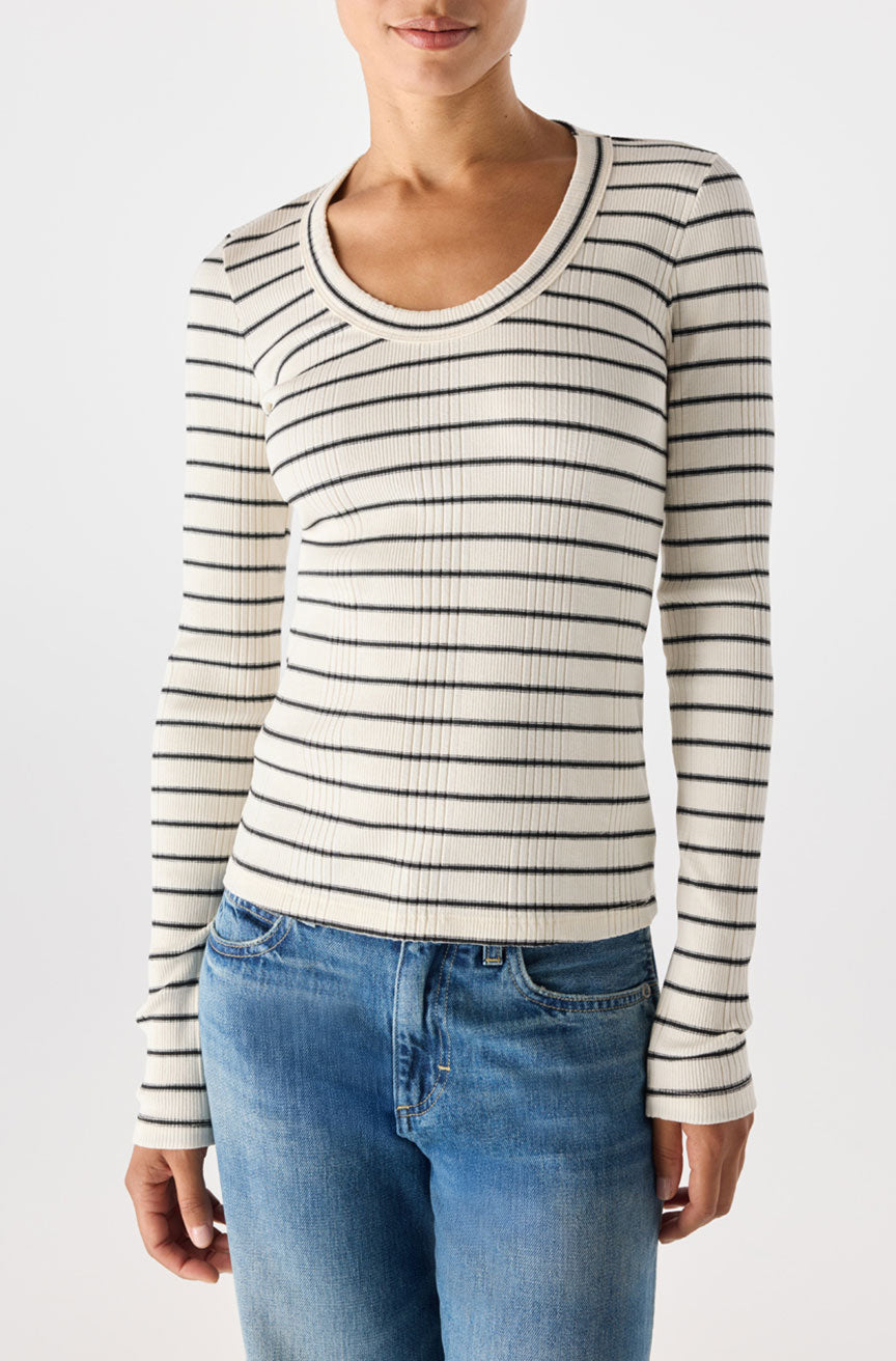 AMO Denim | Joanna Long Sleeve in Natural/Black