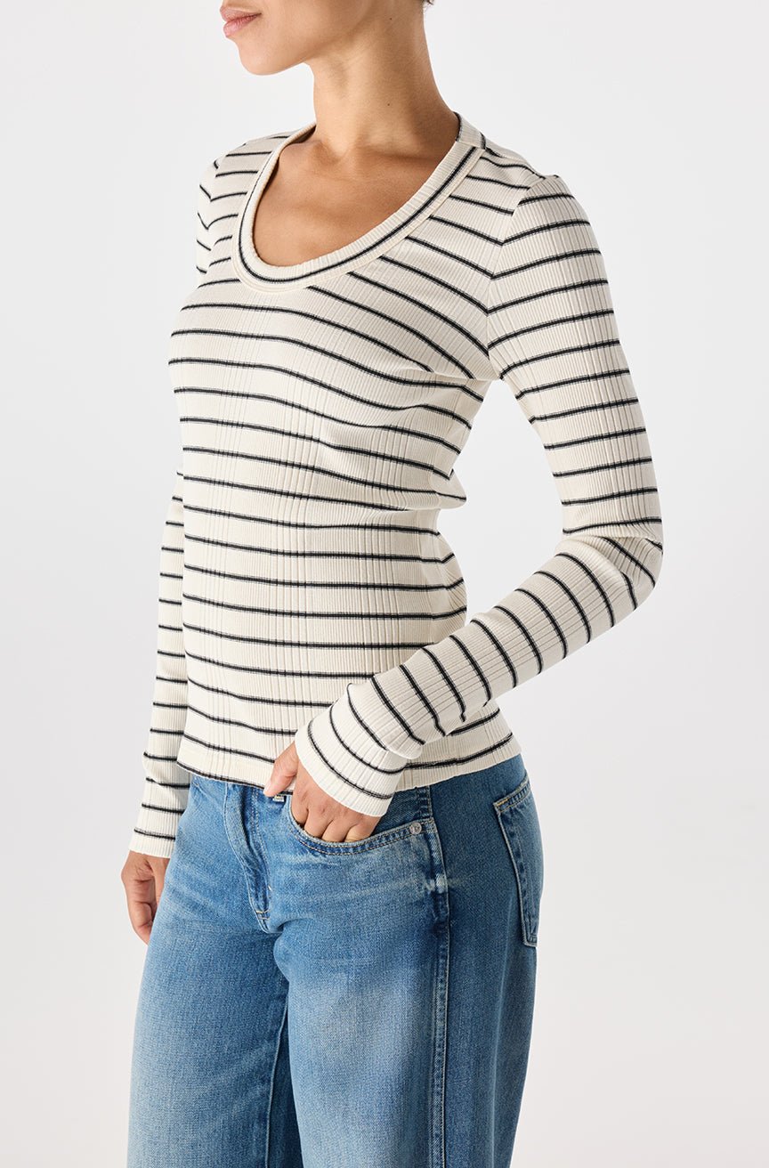 AMO Denim | Joanna Long Sleeve in Natural/Black