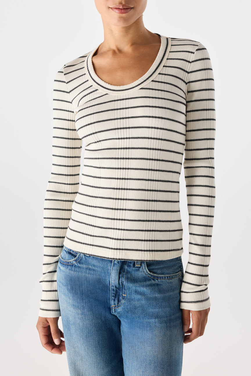 AMO Denim | Joanna Long Sleeve in Natural/Black