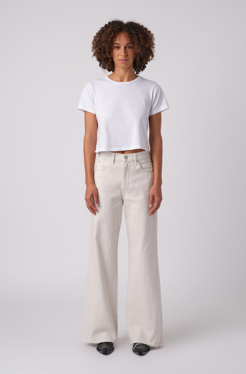 Silvia Pants - High Waisted Split Hem Tailored Pants in White