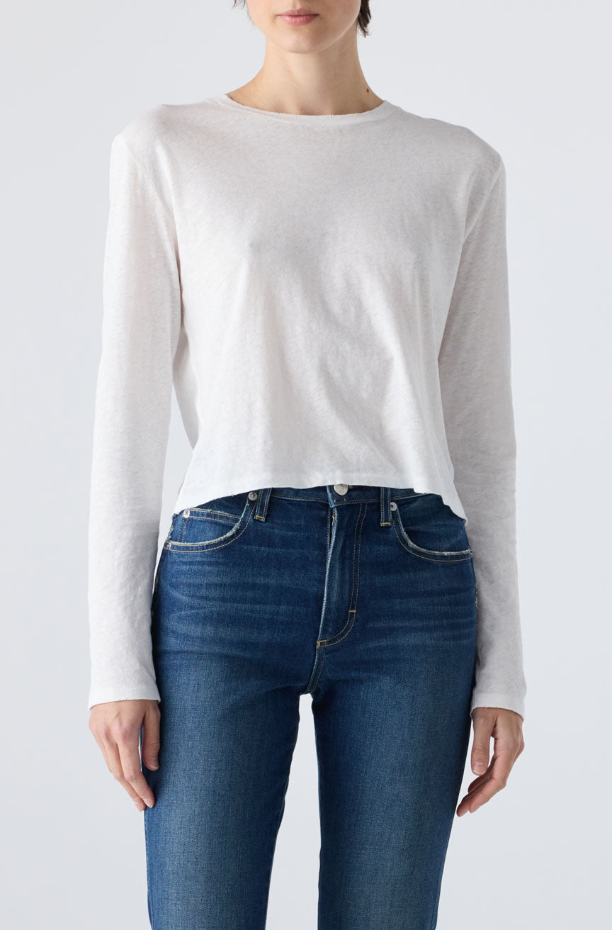 AMO Denim | Linen L/S Babe Tee in White