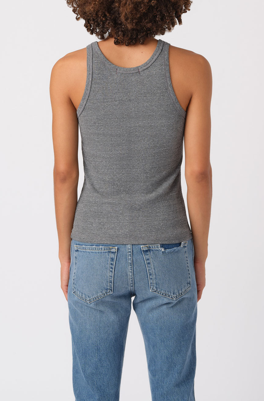 AMO Denim Long Rib Tank in Heather Grey