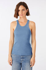 AMO Denim | Long Rib Tank in Indigo Stone Wash
