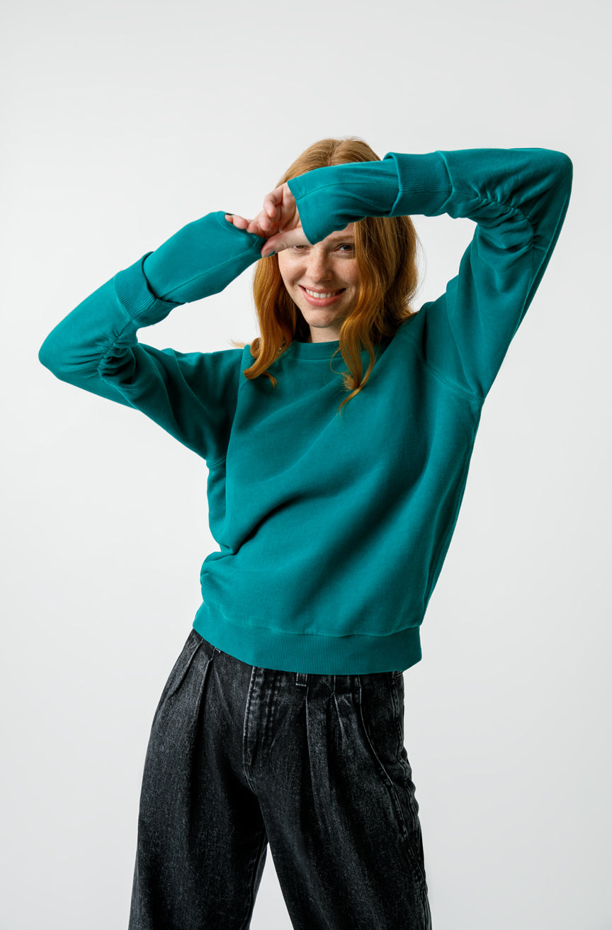 AMO Denim Lovebird Double Layer Fleece in Emerald