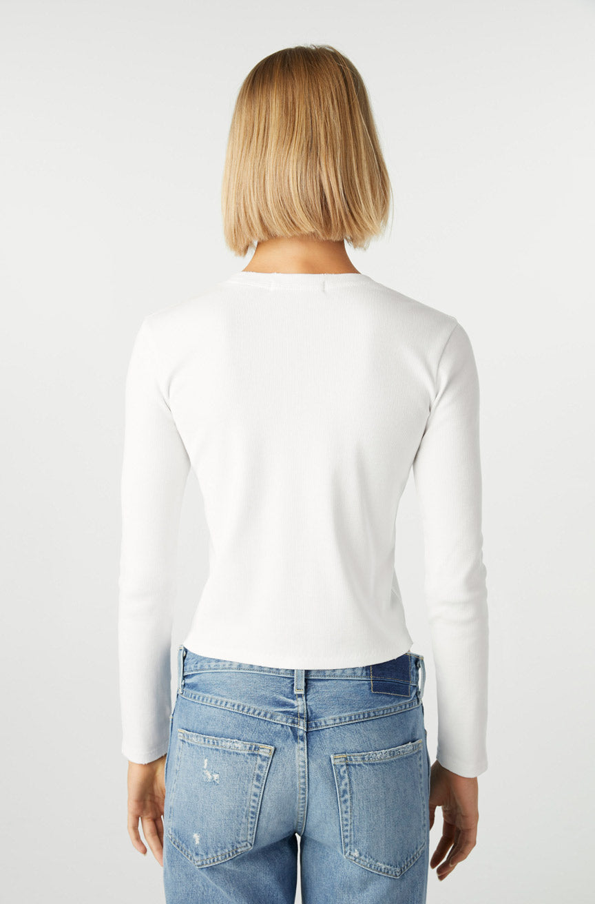 AMO Denim Slim Rib in White