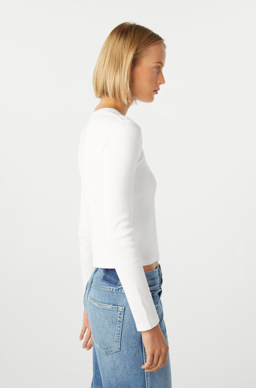 AMO Denim Slim Rib in White