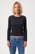 Slim Rib Tee <br> Black