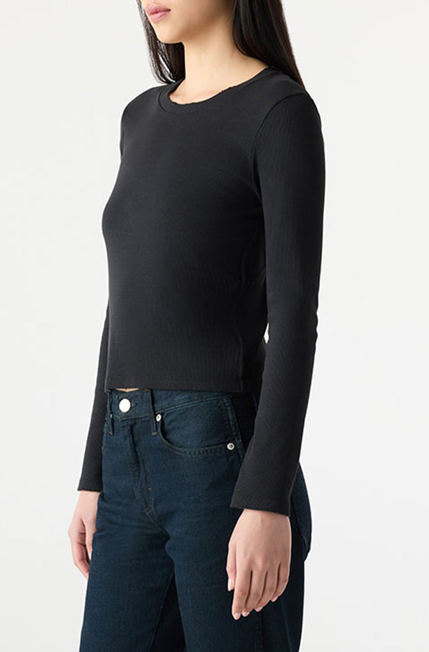 AMO Denim | Slim Rib Tee in Black