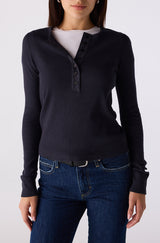 AMO Denim | Calla Henley in Vintage Black