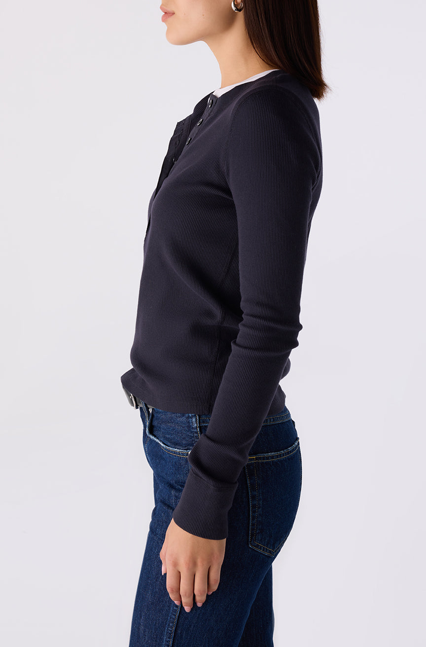 AMO Denim | Calla Henley in Vintage Black