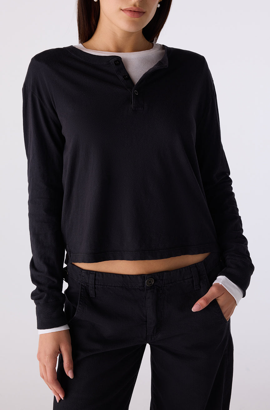 AMO Denim | Faye Henley in Vintage Black